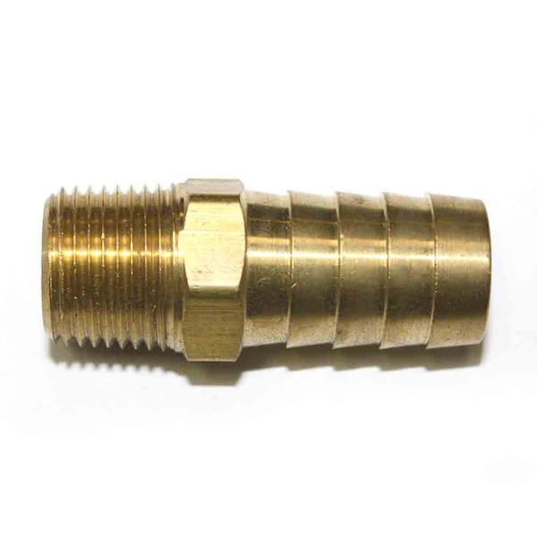 Interstate Pneumatics Brass Hose Barb Fitting, Connector, 5/8 Inch Barb X 3/8 Inch NPT Male End, PK 6 FM68-5-D6 - main